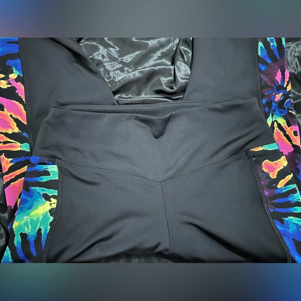 Pink black and tie dye leggings